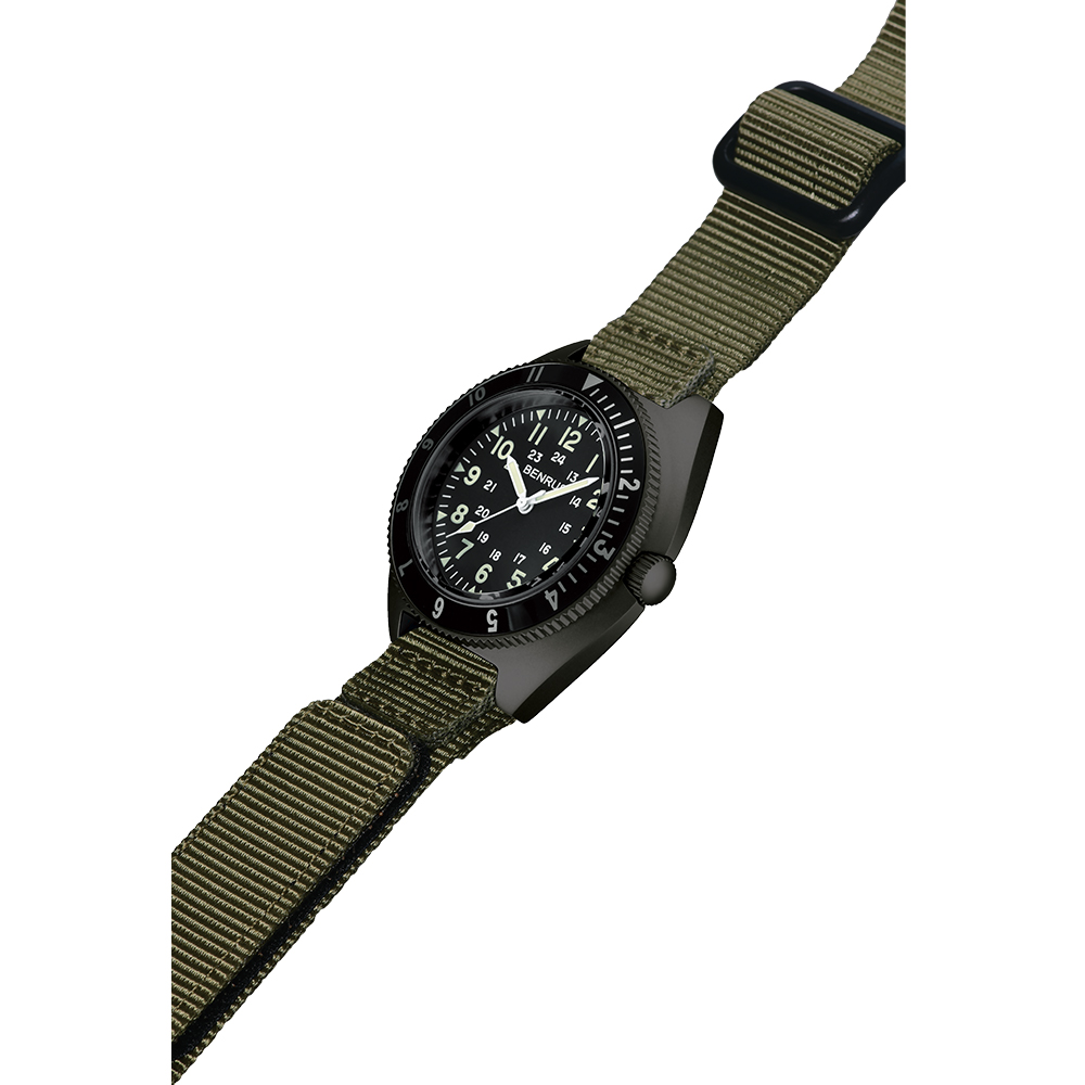 腕時計 メンズ ミリタリーウォッチ BENRUS TYPE-2 BLACK ベンラス 時計